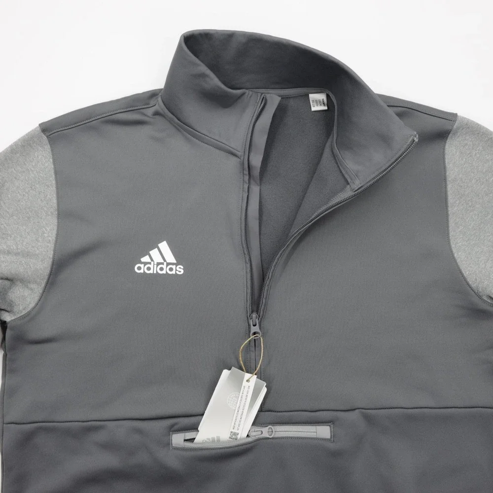 Adidas Men's Team Issue Half Zip Pocket Comfy Soft Fleece Sweatshirt Gray Size M